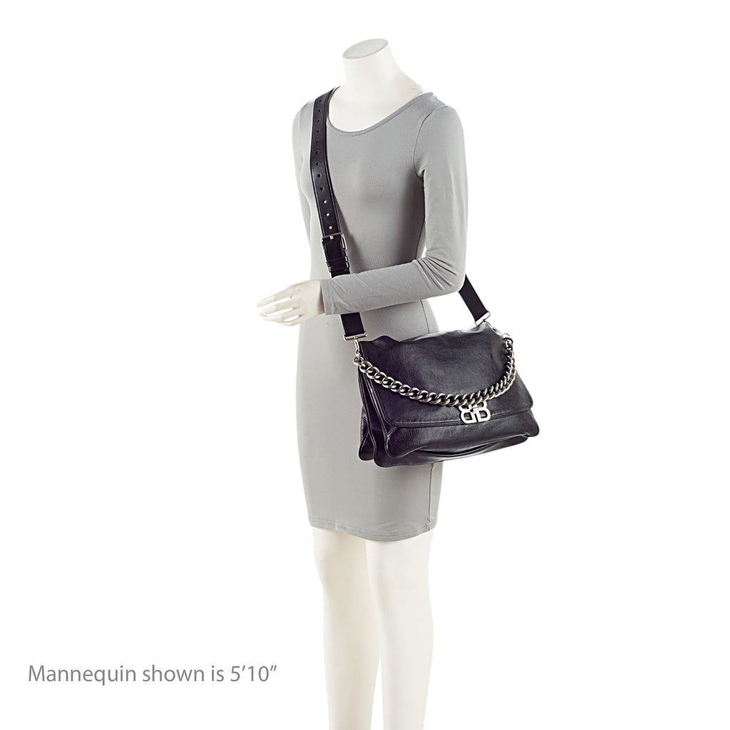 Balenciaga Leather BB Soft Medium Shoulder Bag