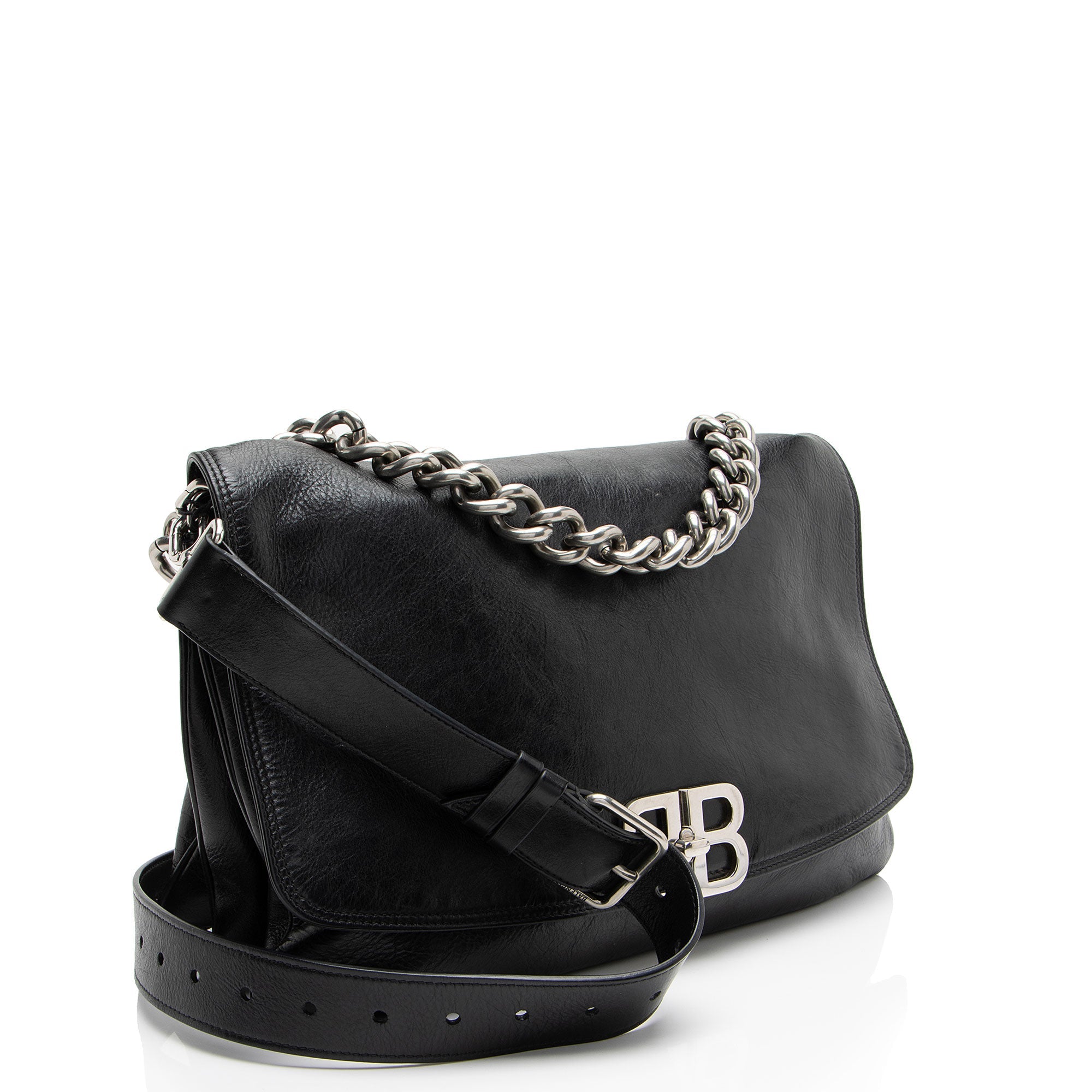 Balenciaga Leather BB Soft Medium Shoulder Bag