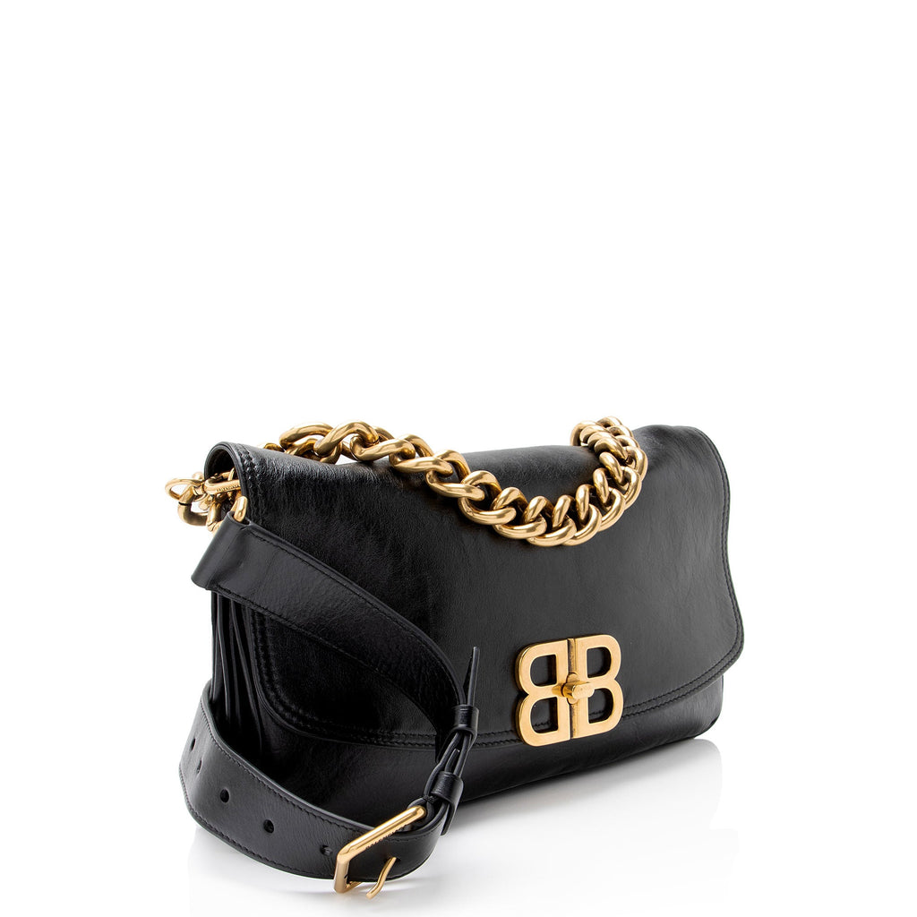 Balenciaga Leather BB Soft Medium Shoulder Bag