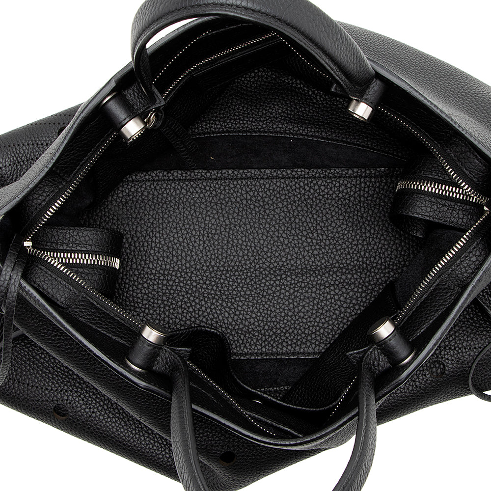 Balenciaga Leather Blackout City Satchel (SHF-16522)