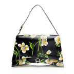 Balenciaga Leather Floral Crush Large Shoulder Bag