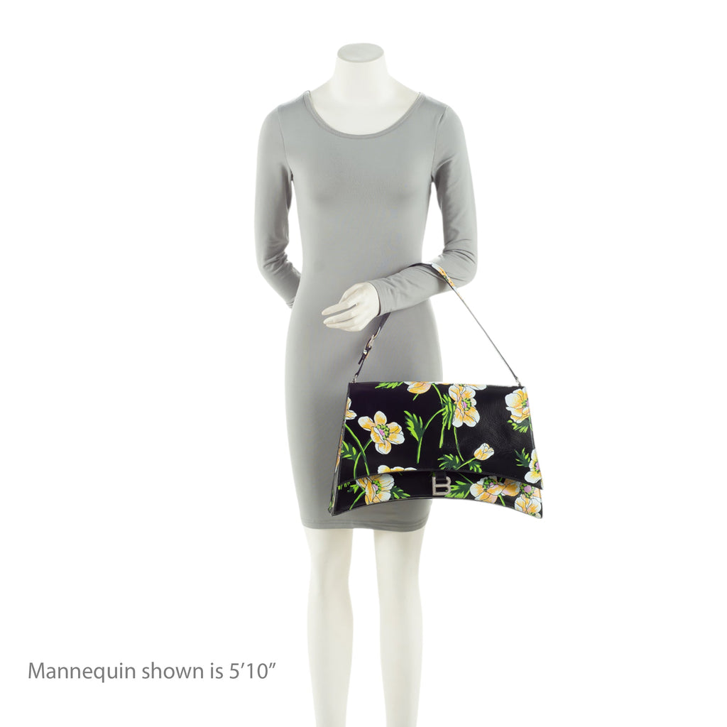 Balenciaga Leather Floral Crush Large Shoulder Bag