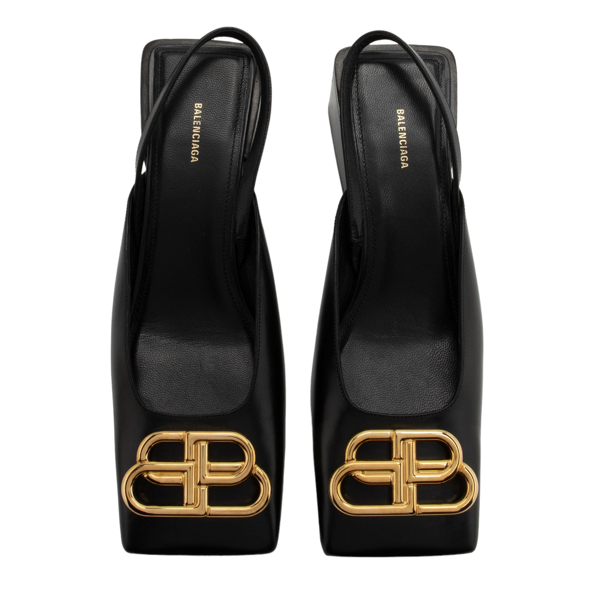 Balenciaga Leather Square Toe Slingback Pumps - Size 6 / 36 (SHF-ILGegn)