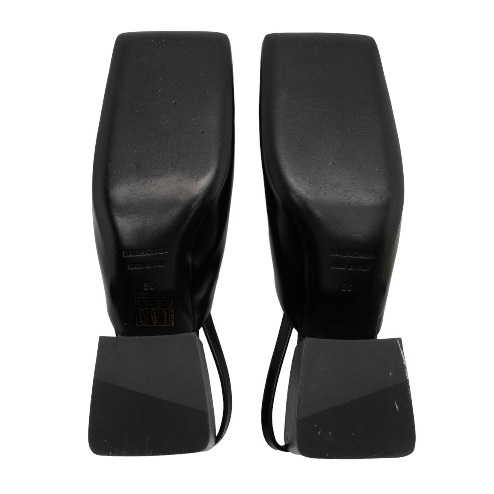 Balenciaga Leather Square Toe Slingback Pumps - Size 6 / 36 (SHF-ILGegn)