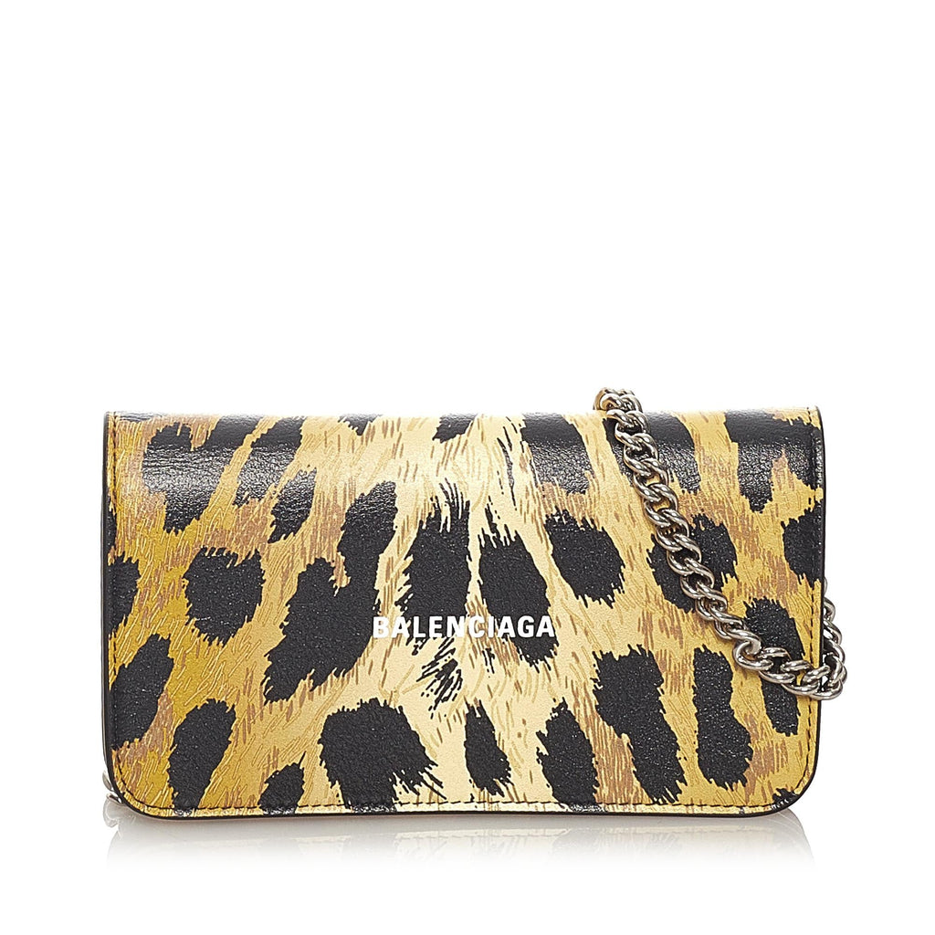 Balenciaga Leopard Print Leather Shoulder Bag (SHG-27193)