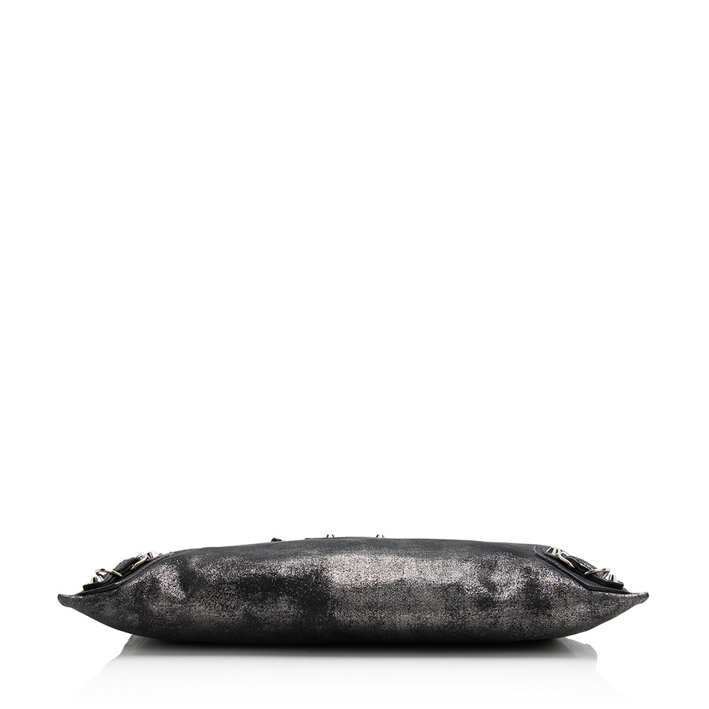 Balenciaga Metallic Calfskin Milky Way Papier Clutch (SHF-21705)
