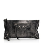 Balenciaga Metallic Calfskin Milky Way Papier Clutch (SHF-21705)