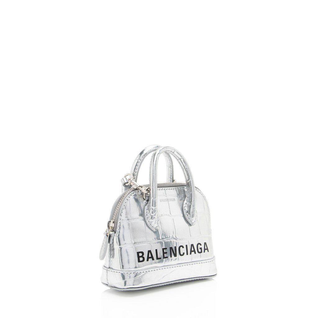 Balenciaga Metallic Croc Embossed Ville Mini Top Handle (SHF-Ayu5RO)