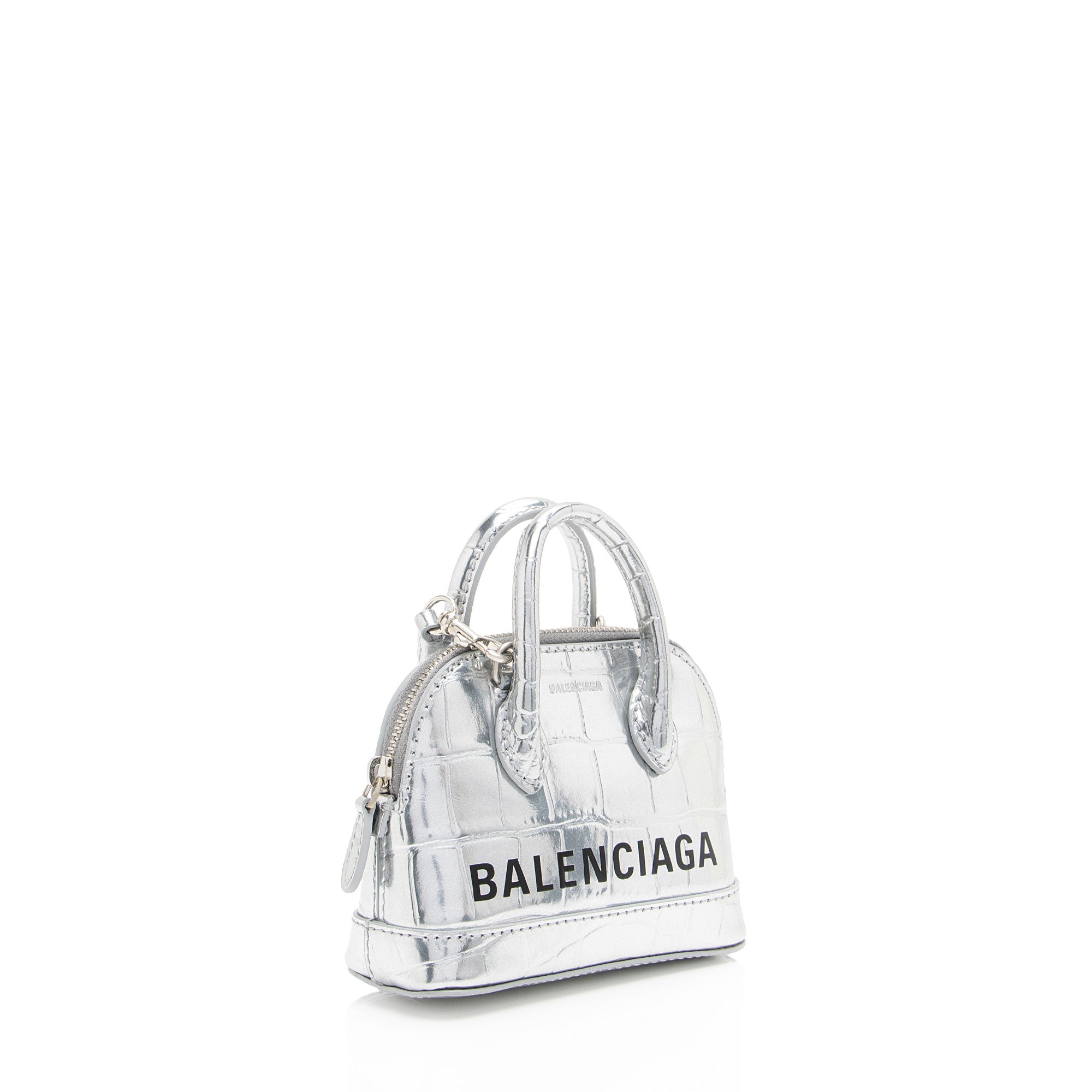 Balenciaga Metallic Croc Embossed Ville Mini Top Handle (SHF-Ayu5RO)