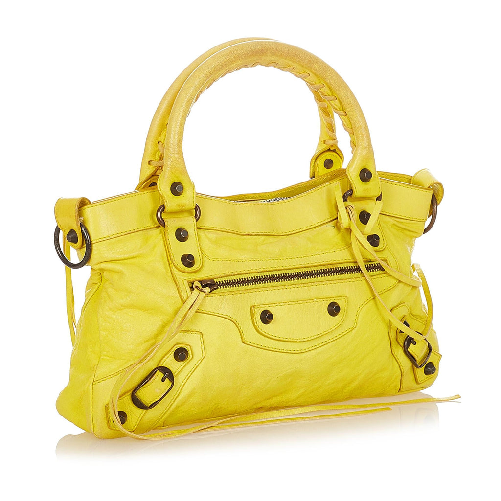 Balenciaga Motocross Classic City Lambskin Leather Satchel (SHG-26047)