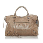 Balenciaga Motocross Classic City Lambskin Leather Satchel (SHG-33532)