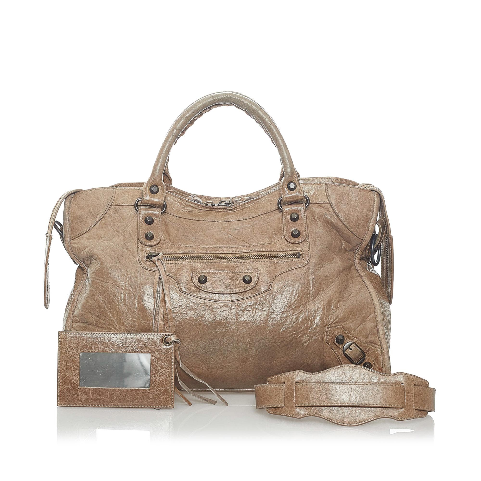 Balenciaga Motocross Classic City Lambskin Leather Satchel (SHG-33532)