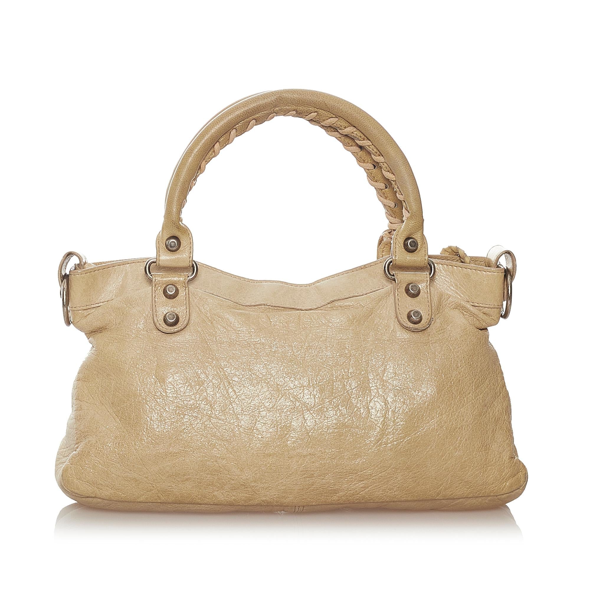 Balenciaga Motocross Classic First Lambskin Leather Satchel (SHG-34047)
