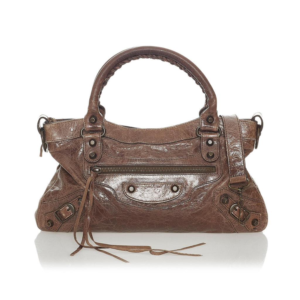 Balenciaga Motocross Classic First Lambskin Leather Shoulder Bag (SHG-28142)