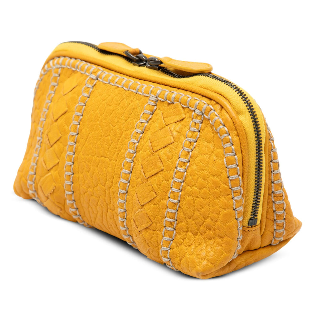 Bottega Veneta Embossed Leather Stitched Cosmetic Pouch