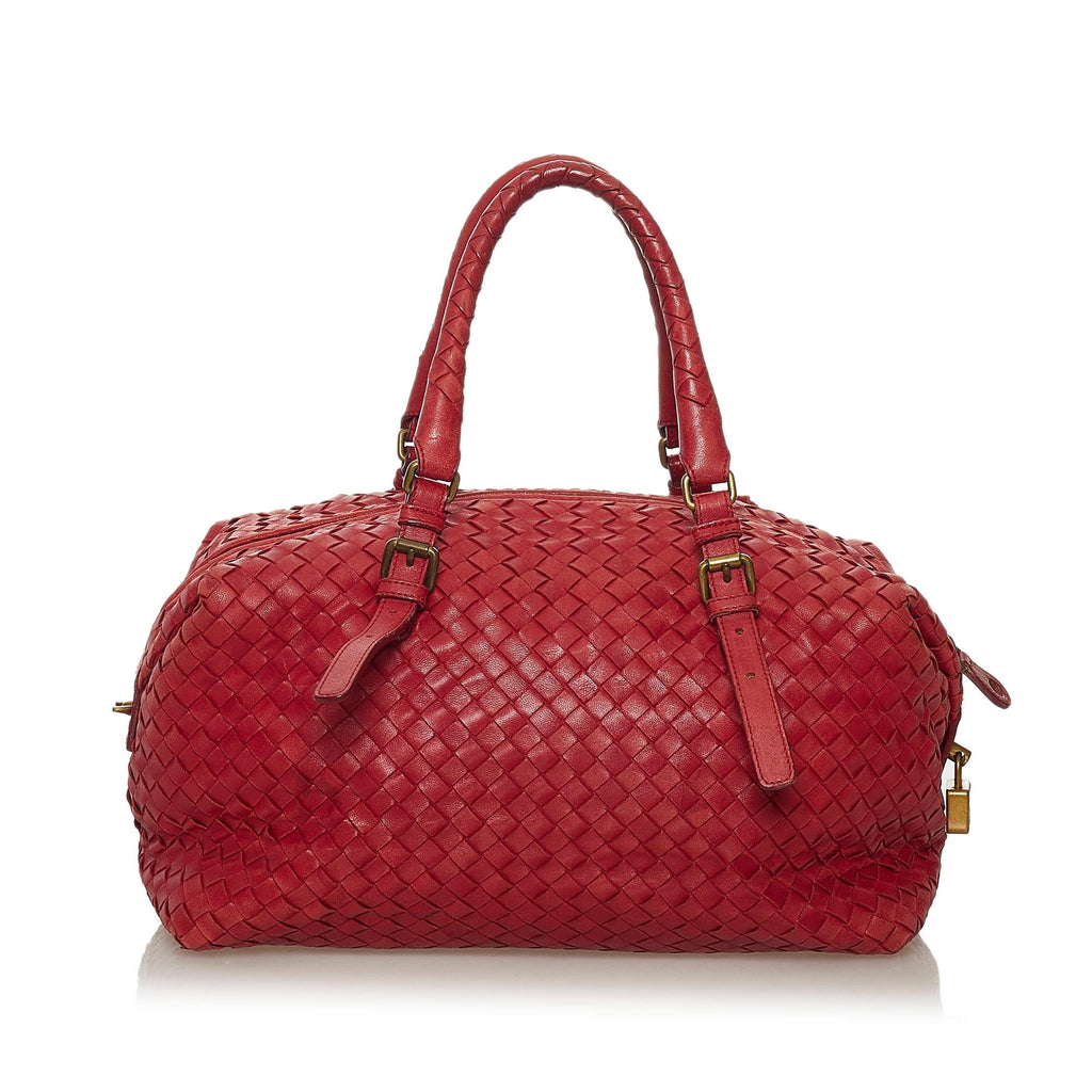 Bottega Veneta Intrecciato Leather Boston Bag (SHG-33071)