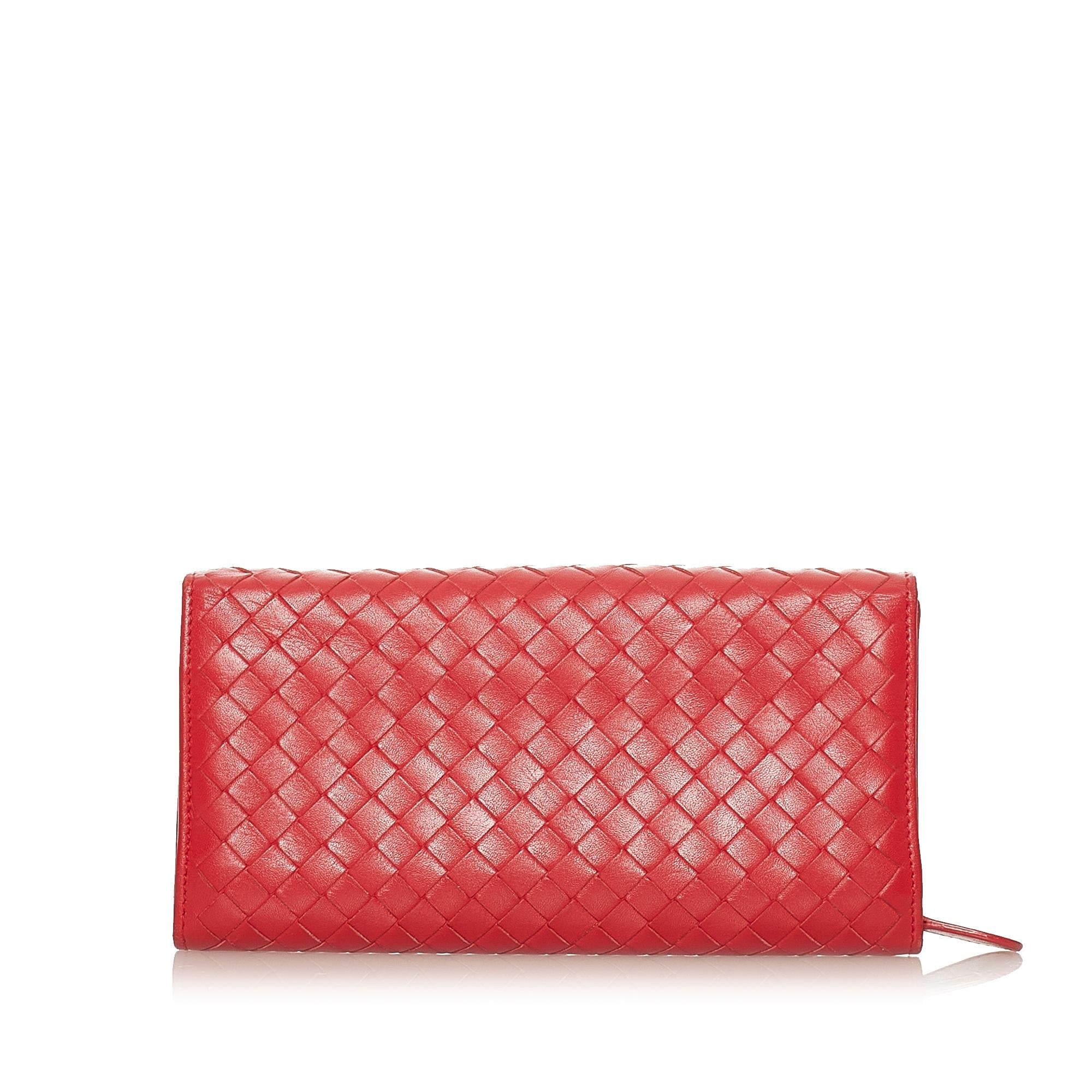 Bottega Veneta Intrecciato Leather Long Wallet (SHG-27828)