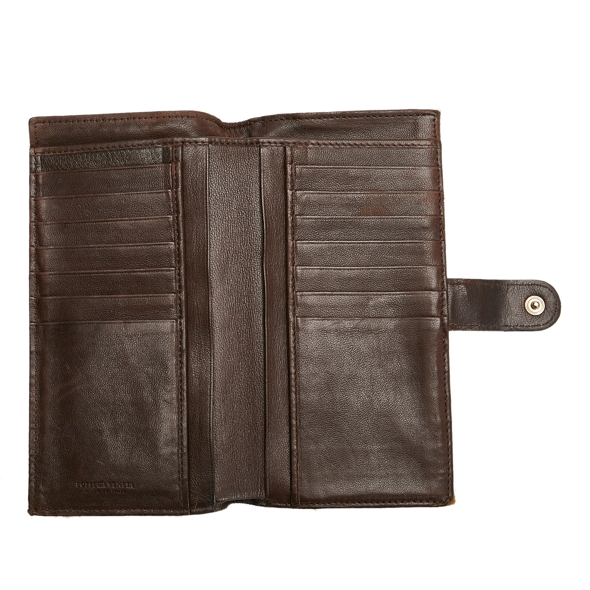 Bottega Veneta Intrecciato Leather Long Wallet (SHG-35975)