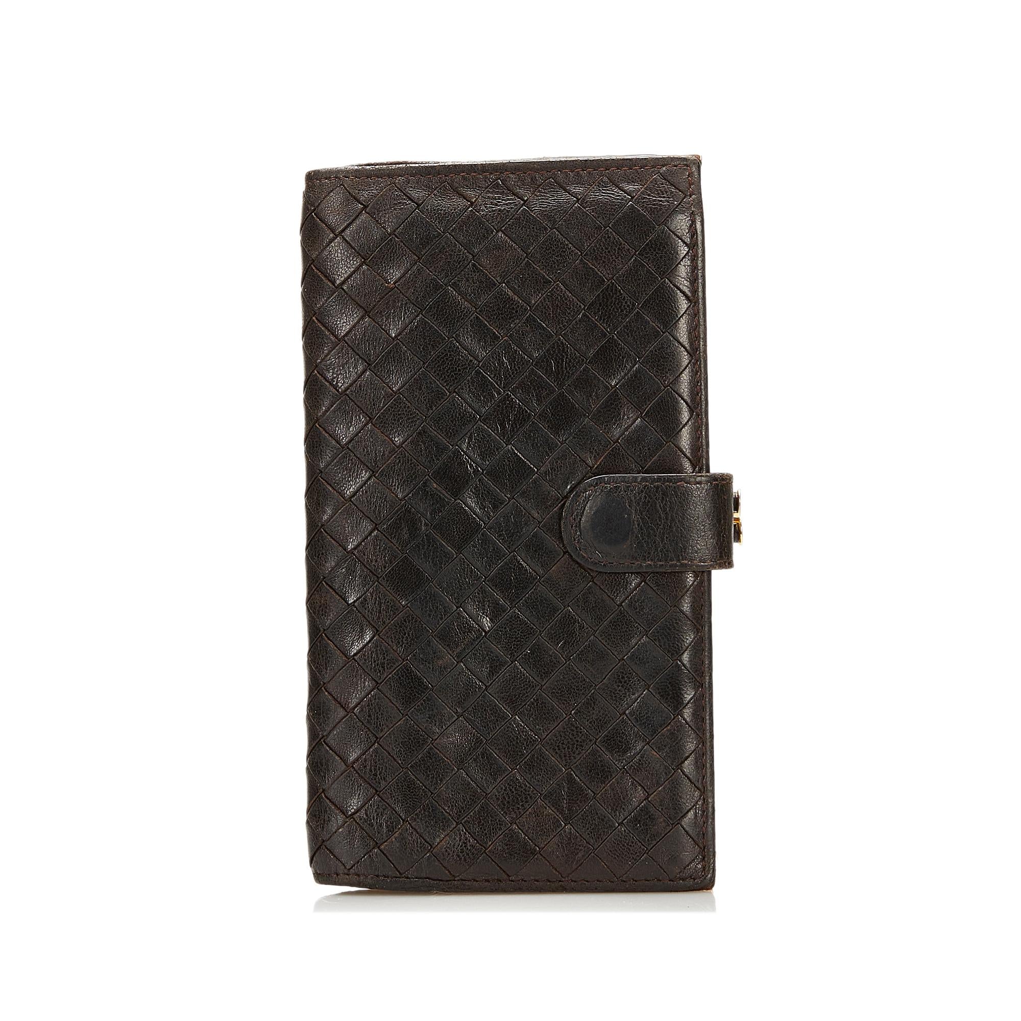 Bottega Veneta Intrecciato Leather Long Wallet (SHG-35975)