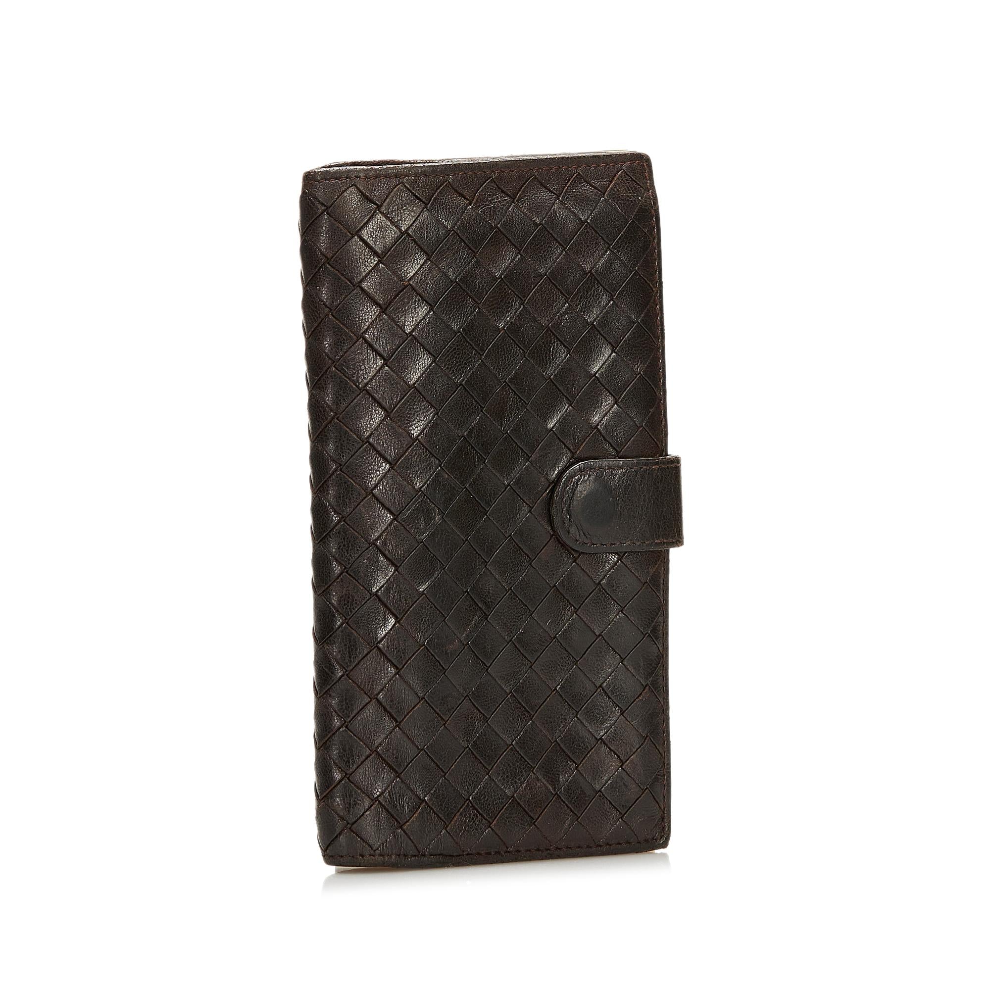 Bottega Veneta Intrecciato Leather Long Wallet (SHG-35975)