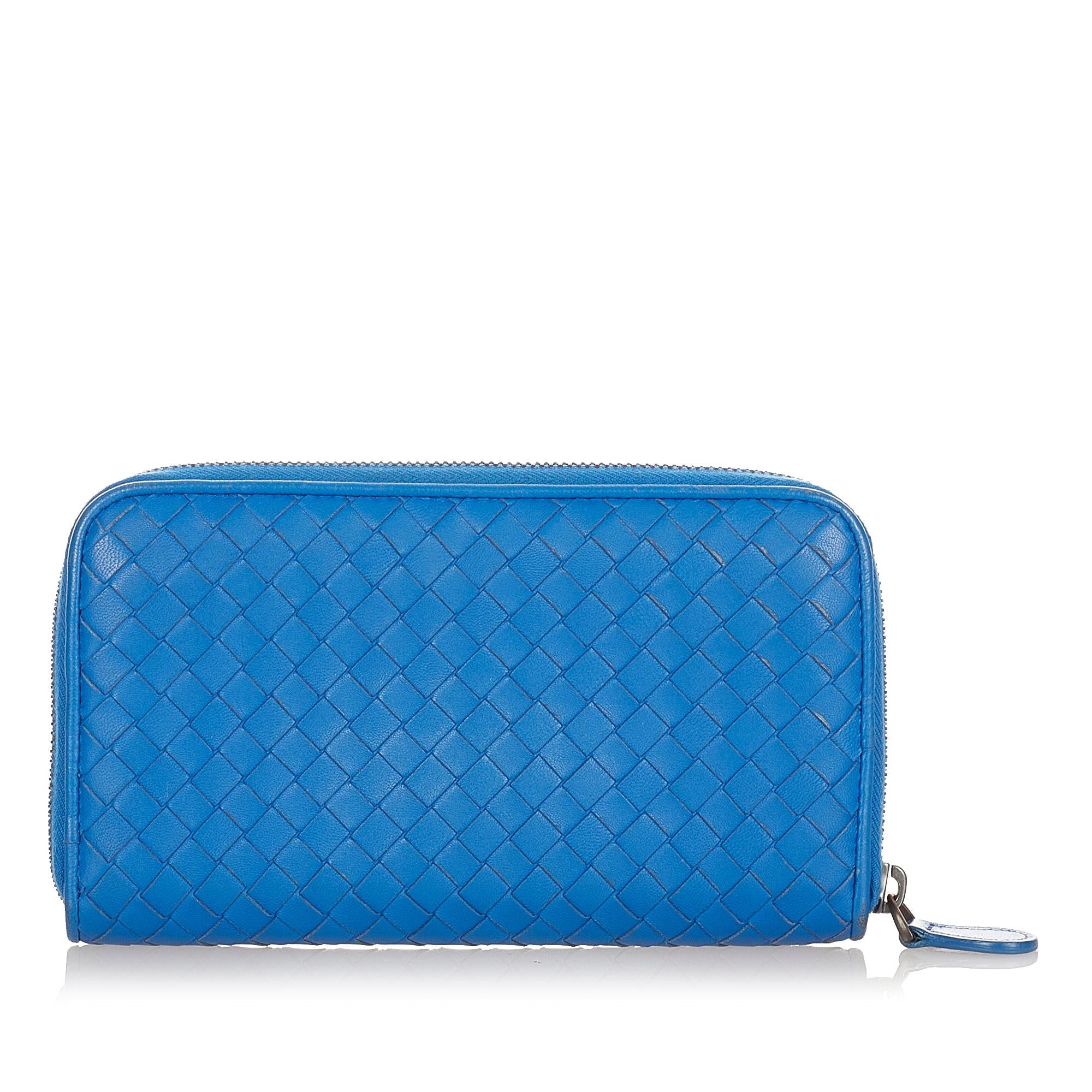 Bottega Veneta Intrecciato Leather Zip Around Wallet (SHG-23981)
