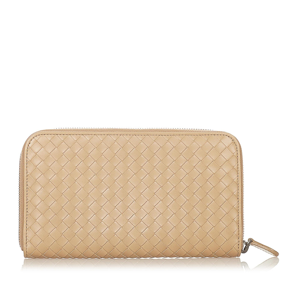 Bottega Veneta Intrecciato Leather Zip Around Wallet (SHG-24228)