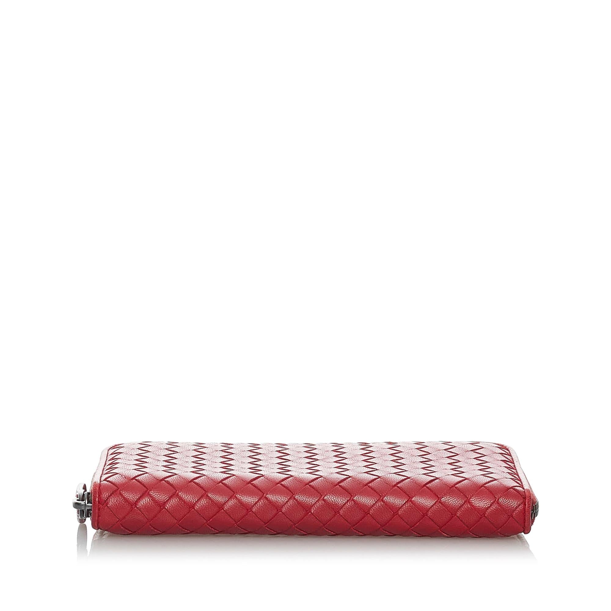 Bottega Veneta Intrecciato Leather Zip Around Wallet (SHG-29738)