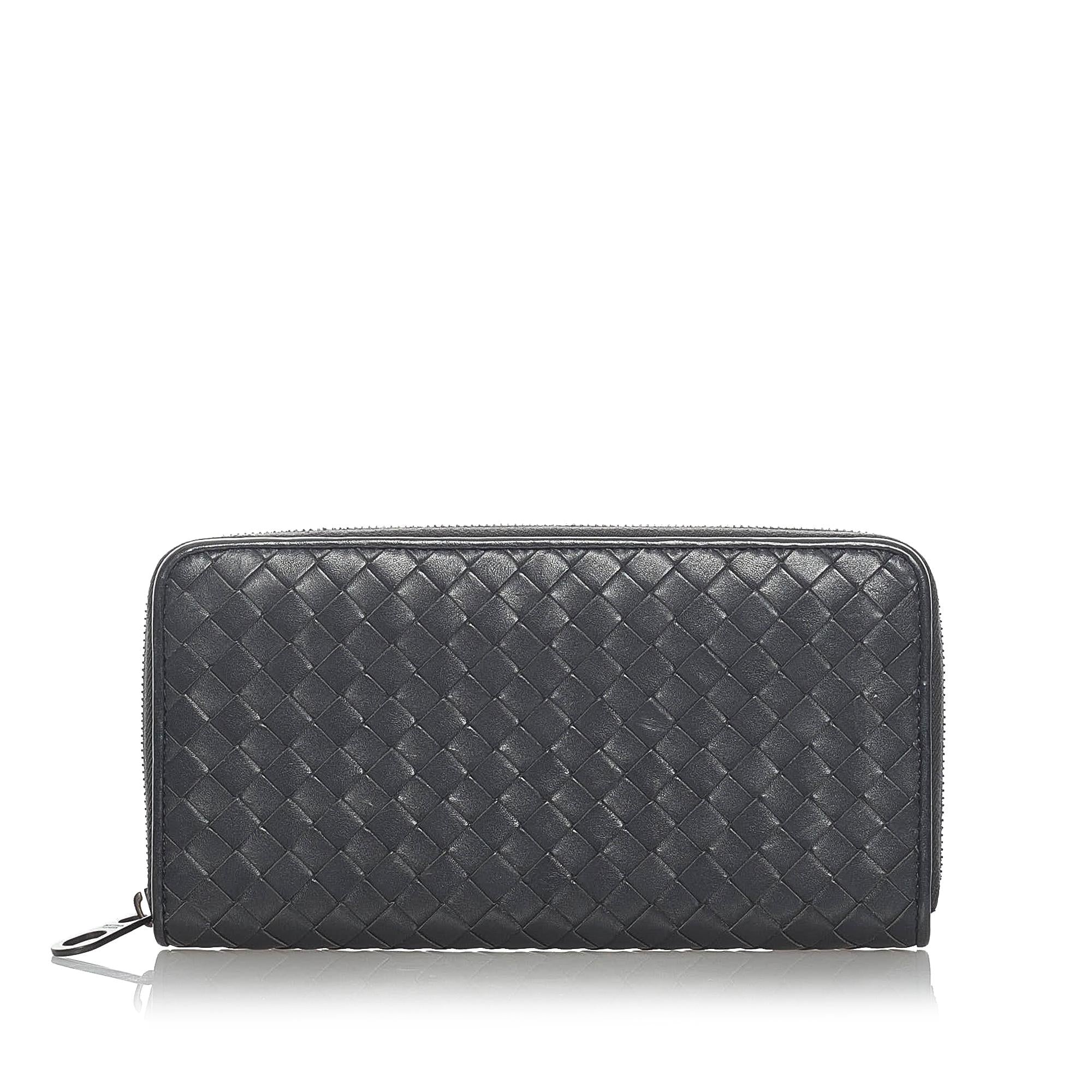 Bottega Veneta Intrecciato Leather Zip Around Wallet (SHG-33297)