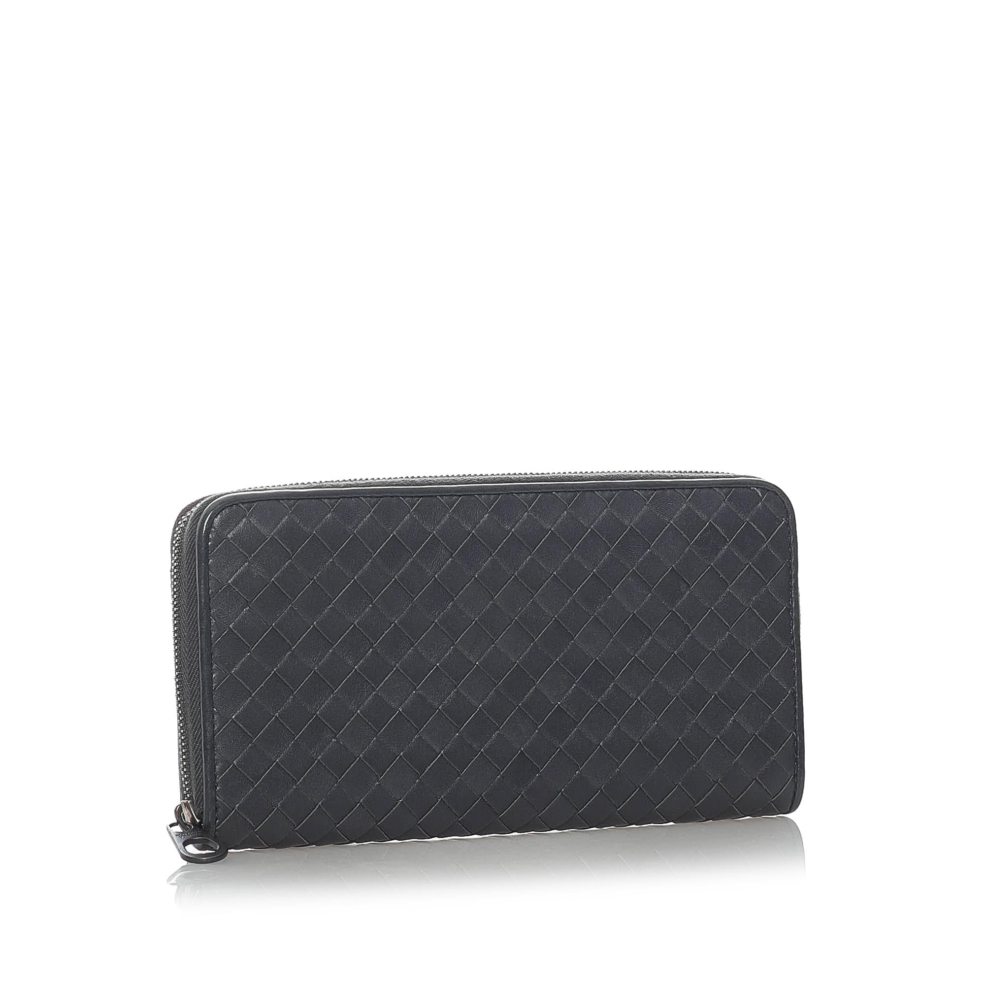Bottega Veneta Intrecciato Leather Zip Around Wallet (SHG-33297)