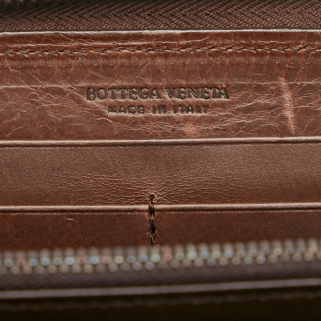 Bottega Veneta Intrecciato Leather Zip Around Wallet (SHG-35750)