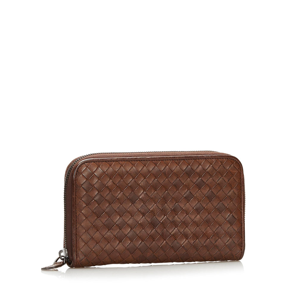Bottega Veneta Intrecciato Leather Zip Around Wallet (SHG-35750)