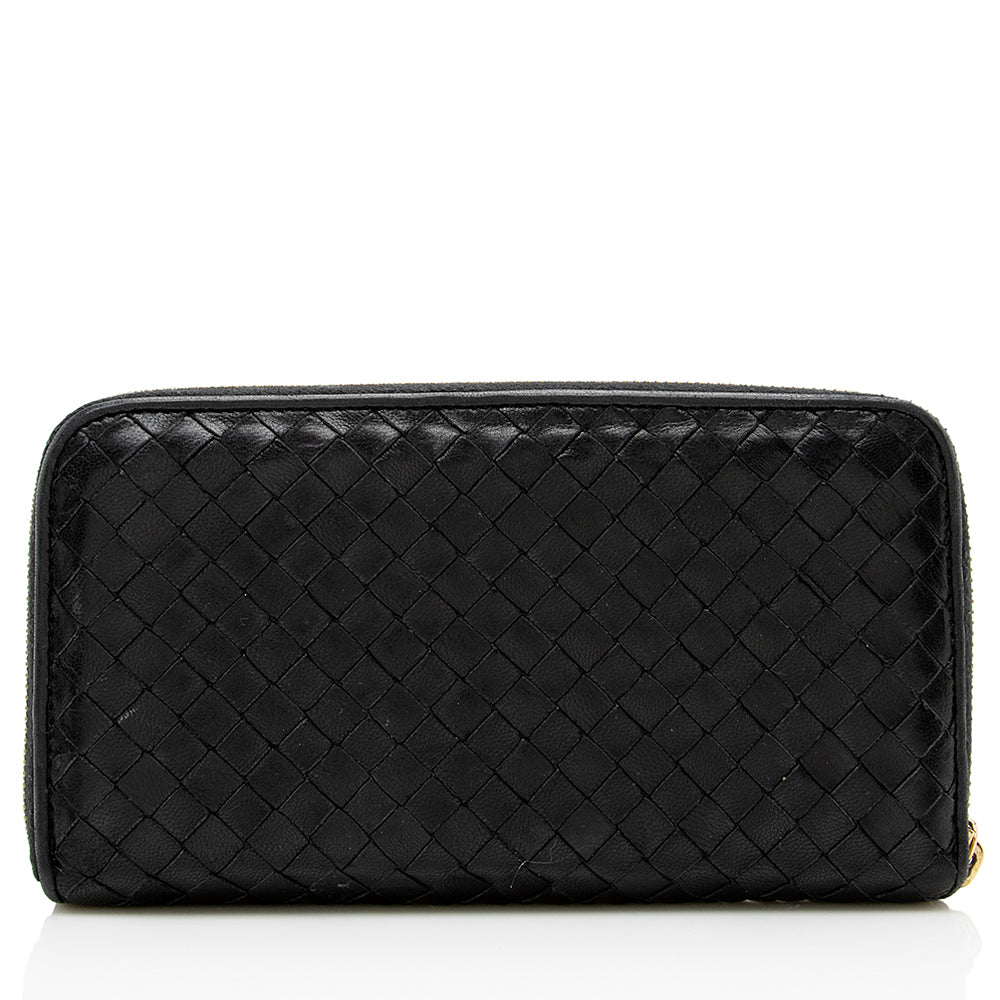 Bottega Veneta Intrecciato Nappa Zip Around Wallet - FINAL SALE (SHF-14636)