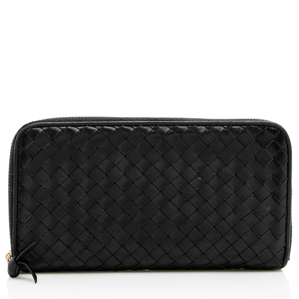 Bottega Veneta Intrecciato Nappa Zip Around Wallet - FINAL SALE (SHF-14636)