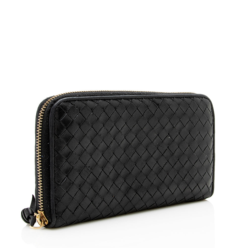Bottega Veneta Intrecciato Nappa Zip Around Wallet - FINAL SALE (SHF-14636)
