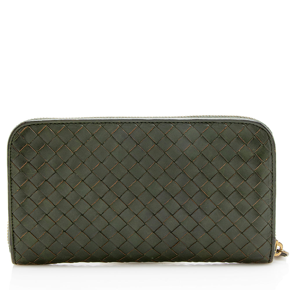 Bottega Veneta Intrecciato Zip Around Wallet (SHF-12058)