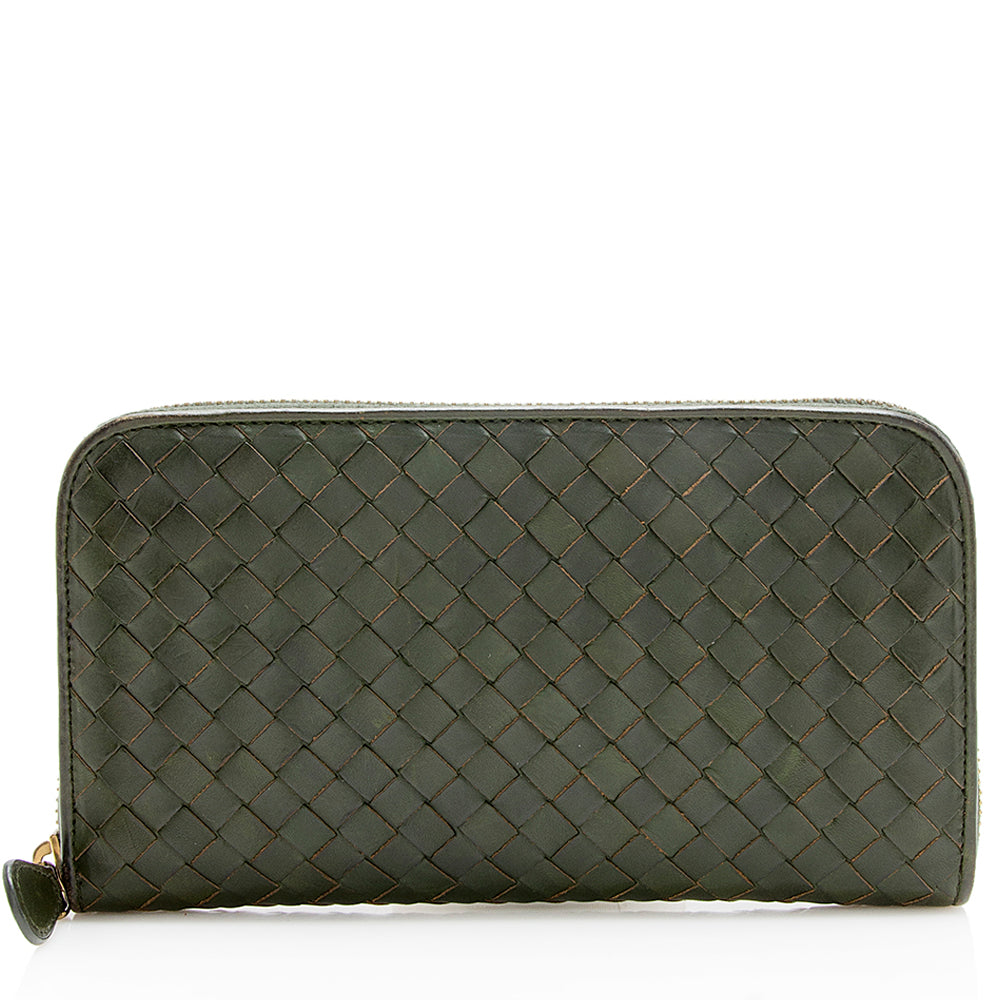 Bottega Veneta Intrecciato Zip Around Wallet (SHF-12058)