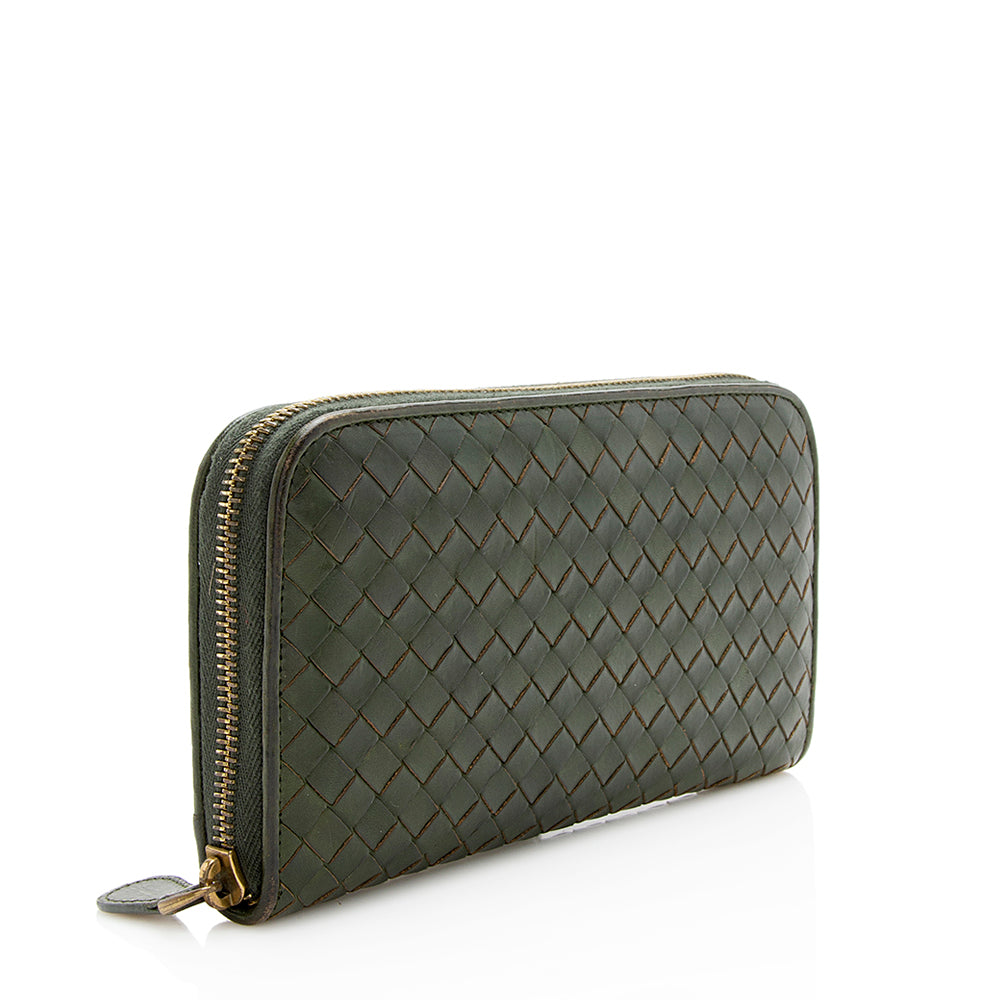 Bottega Veneta Intrecciato Zip Around Wallet (SHF-12058)