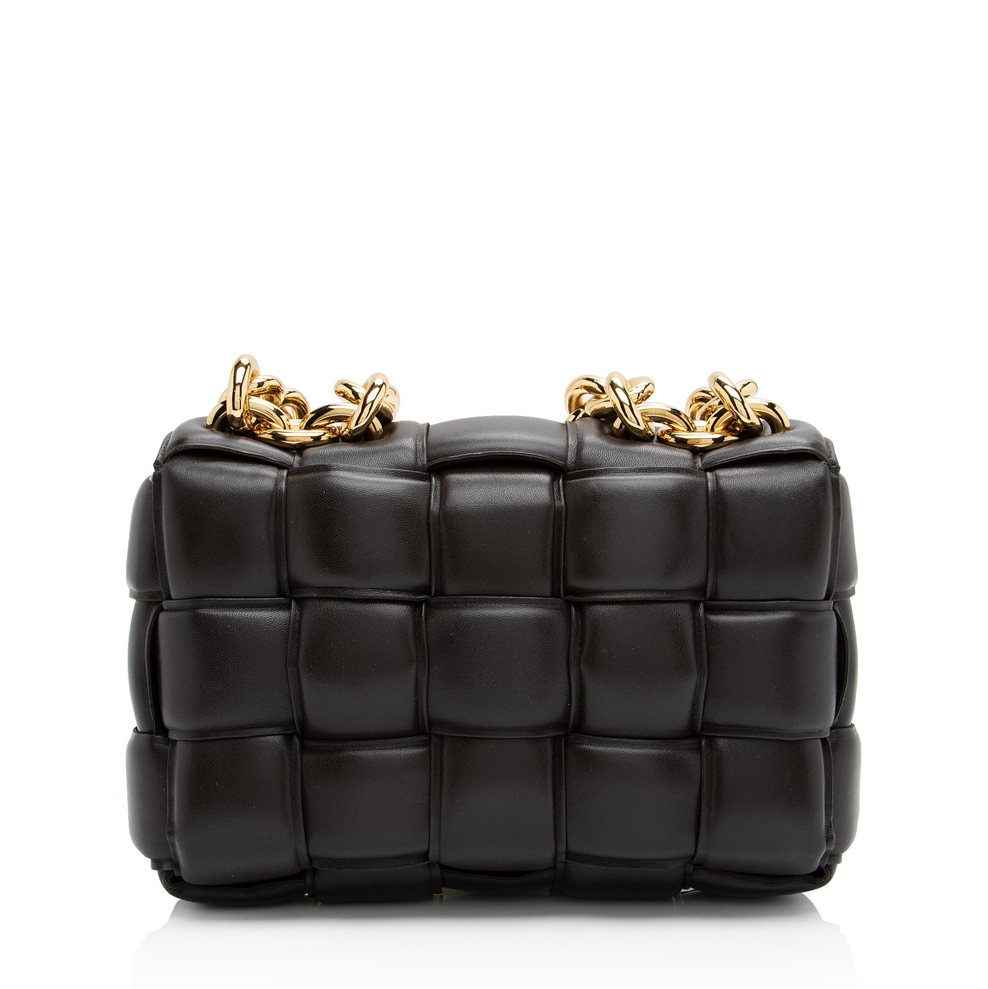 Bottega Veneta Lambskin Cassette Chain Maxi Shoulder Bag (SHF-23058)