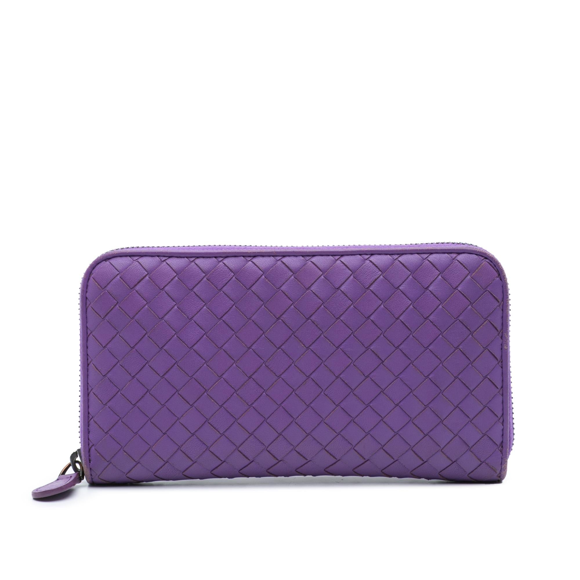 Bottega Veneta Leather Intrecciato Zip Around Wallet