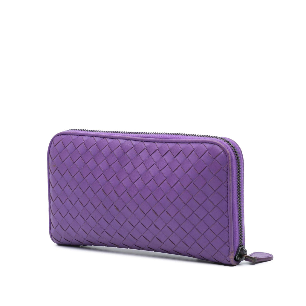 Bottega Veneta Leather Intrecciato Zip Around Wallet