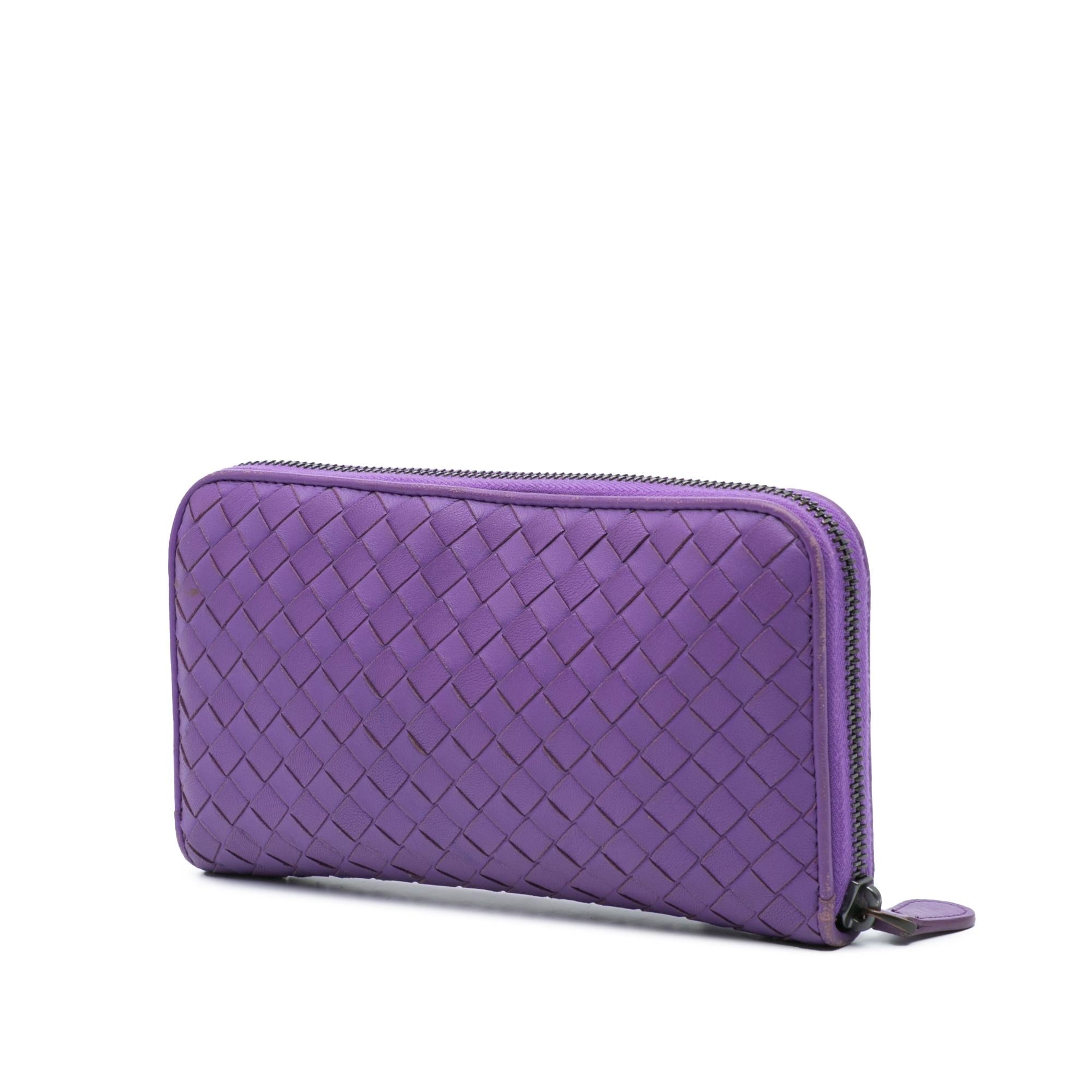 Bottega Veneta Leather Intrecciato Zip Around Wallet