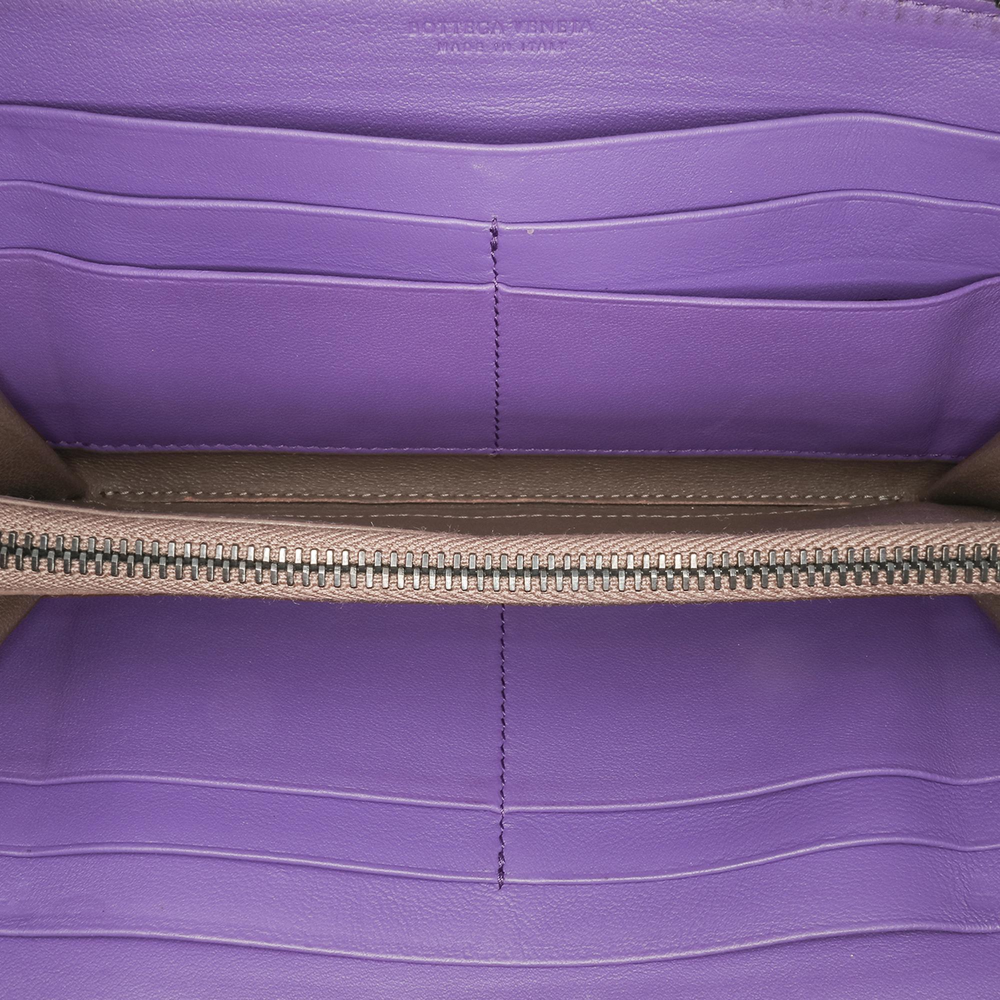 Bottega Veneta Leather Intrecciato Zip Around Wallet