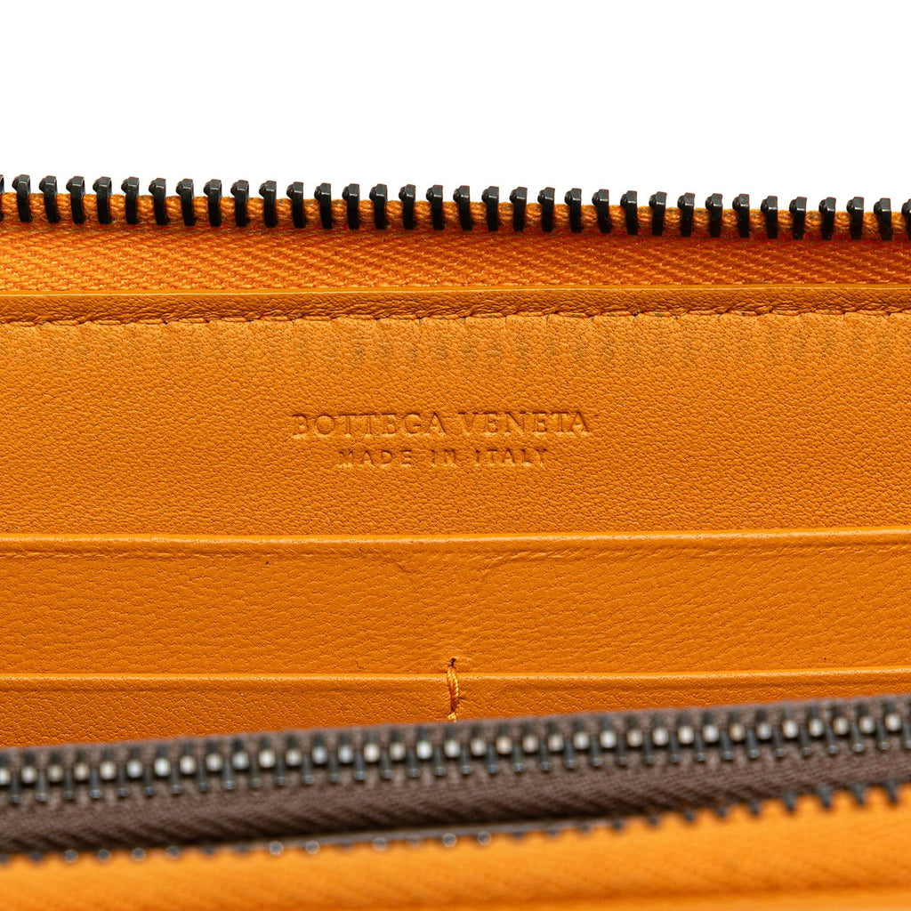 Bottega Veneta Leather Intrecciato Zip Around Wallet