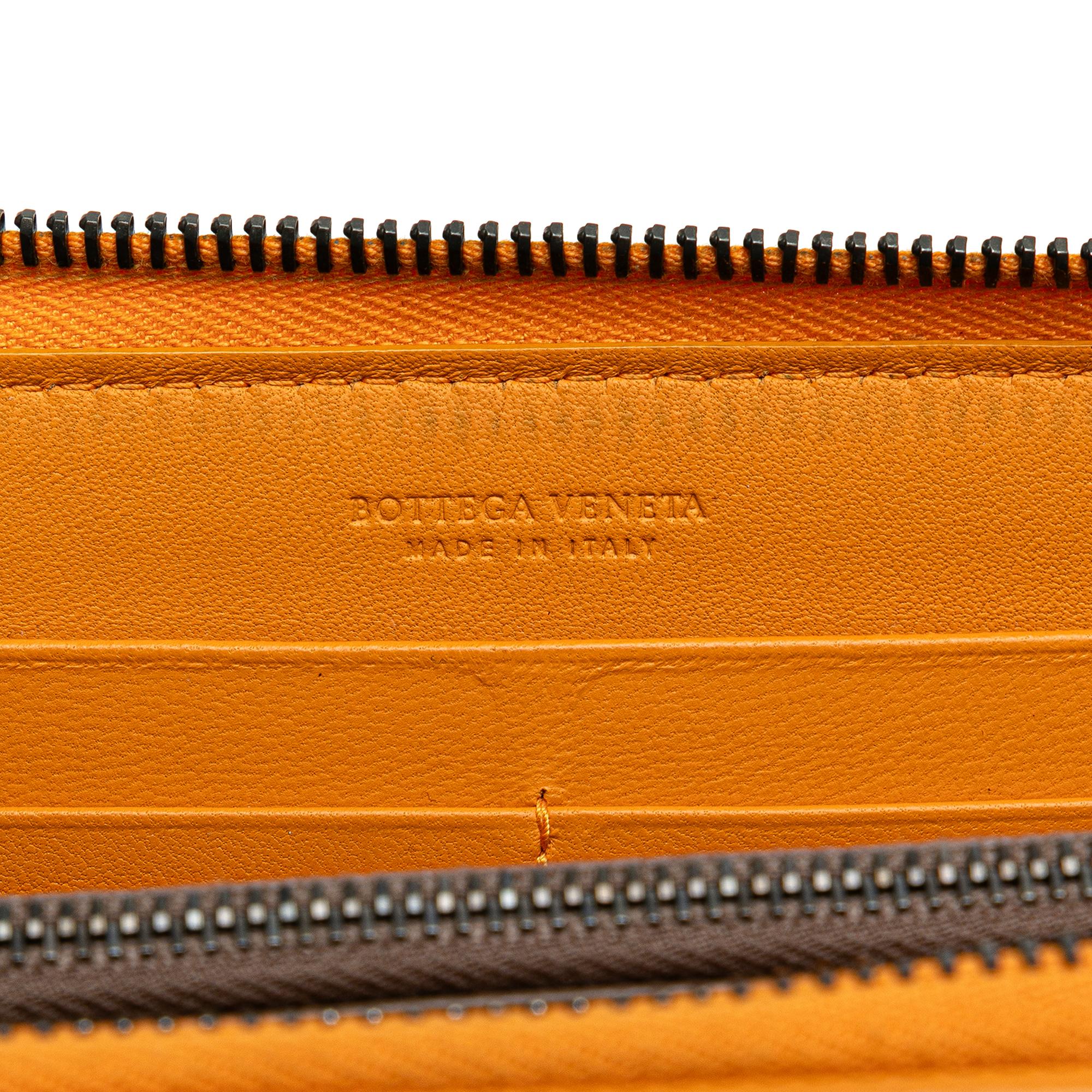 Bottega Veneta Leather Intrecciato Zip Around Wallet