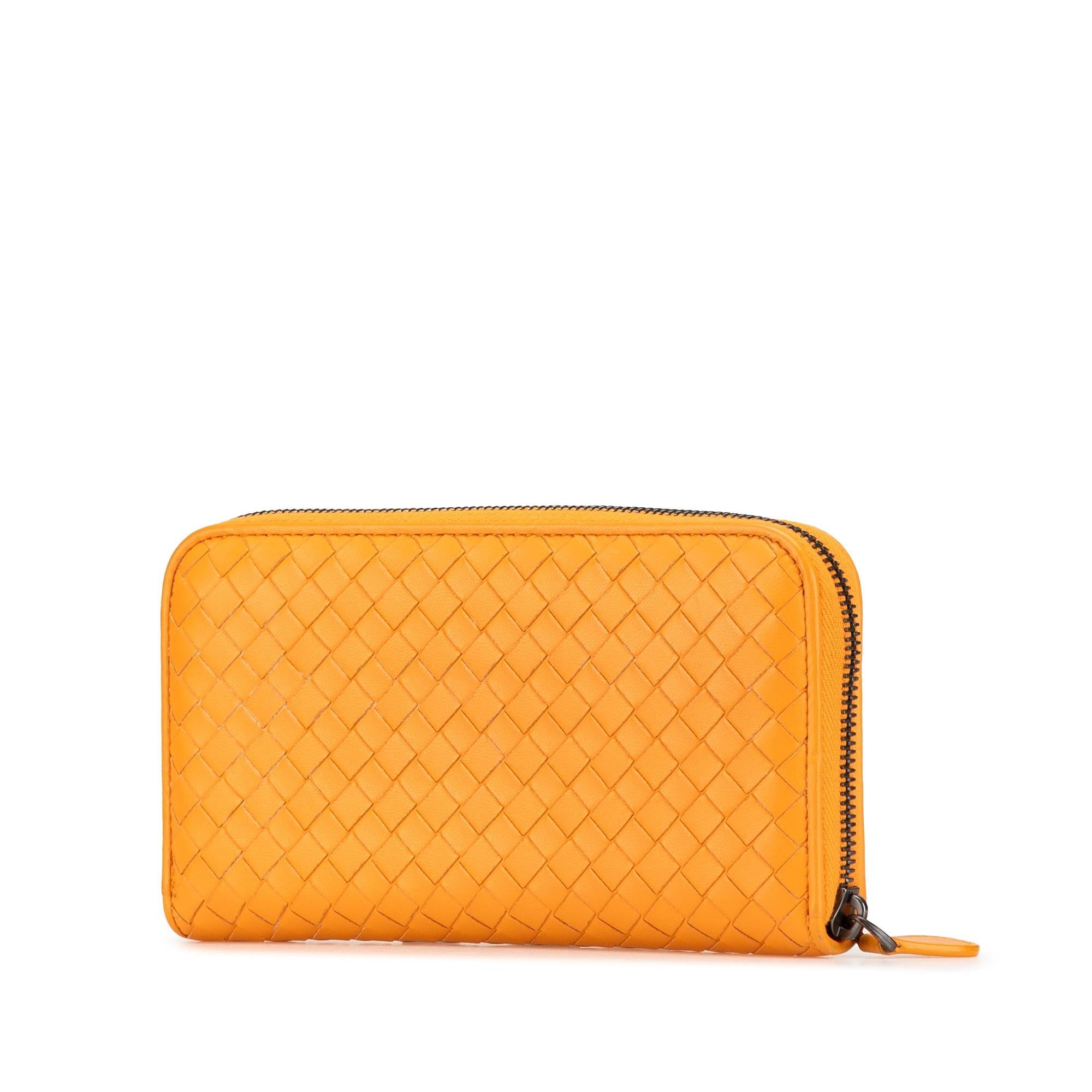 Bottega Veneta Leather Intrecciato Zip Around Wallet