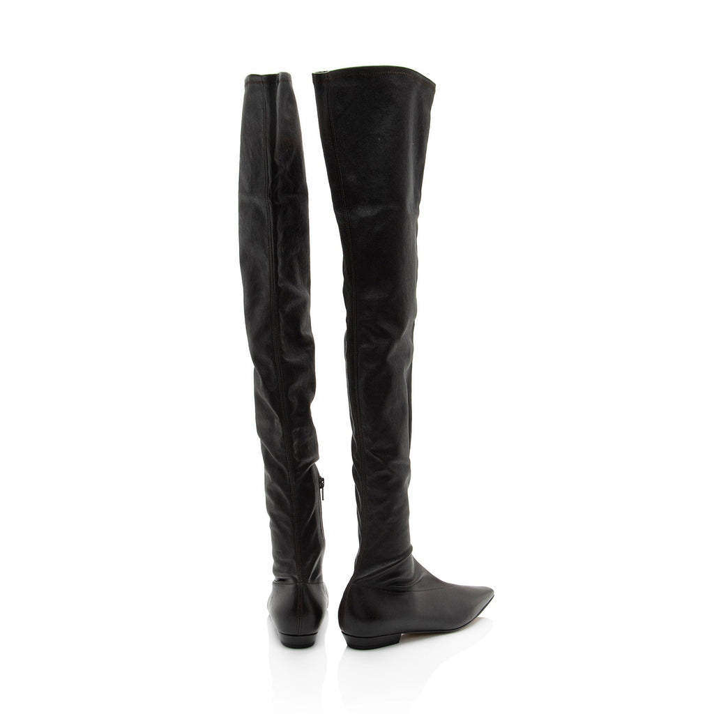 Bottega Veneta Leather Over The Knee Boots - Size 6 / 36