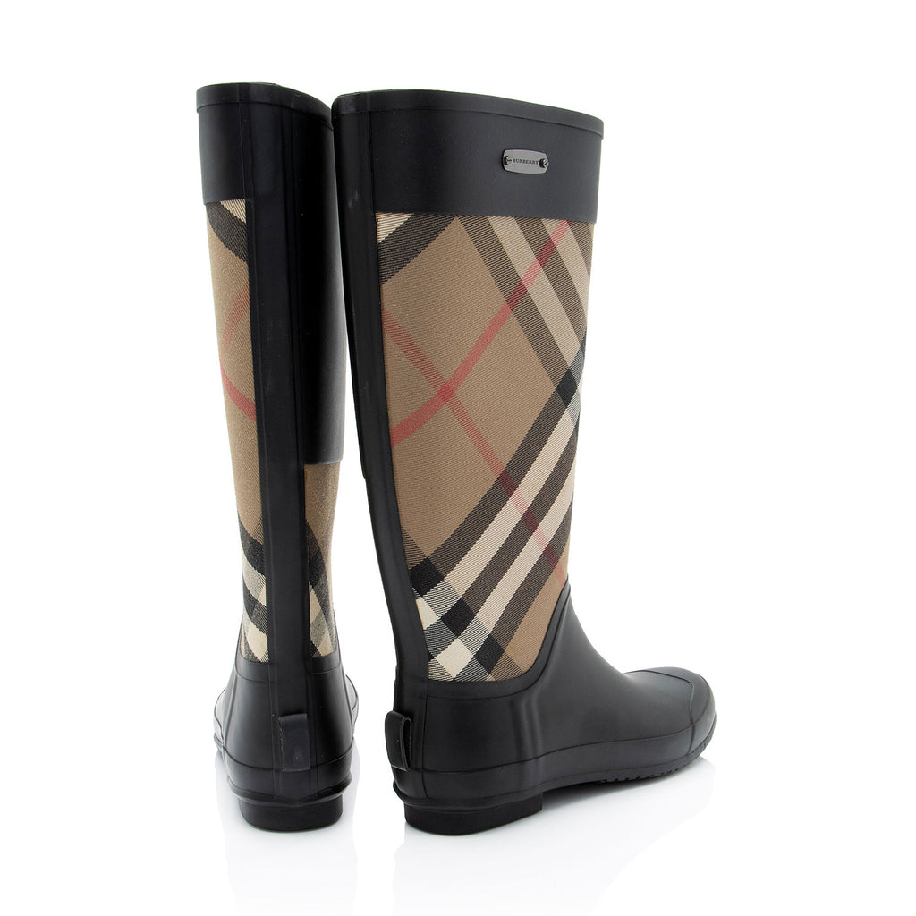 Burberry House Check Clemence Tall Rain Boots - Size 11 / 41