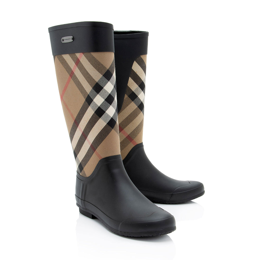 Burberry House Check Clemence Tall Rain Boots - Size 11 / 41