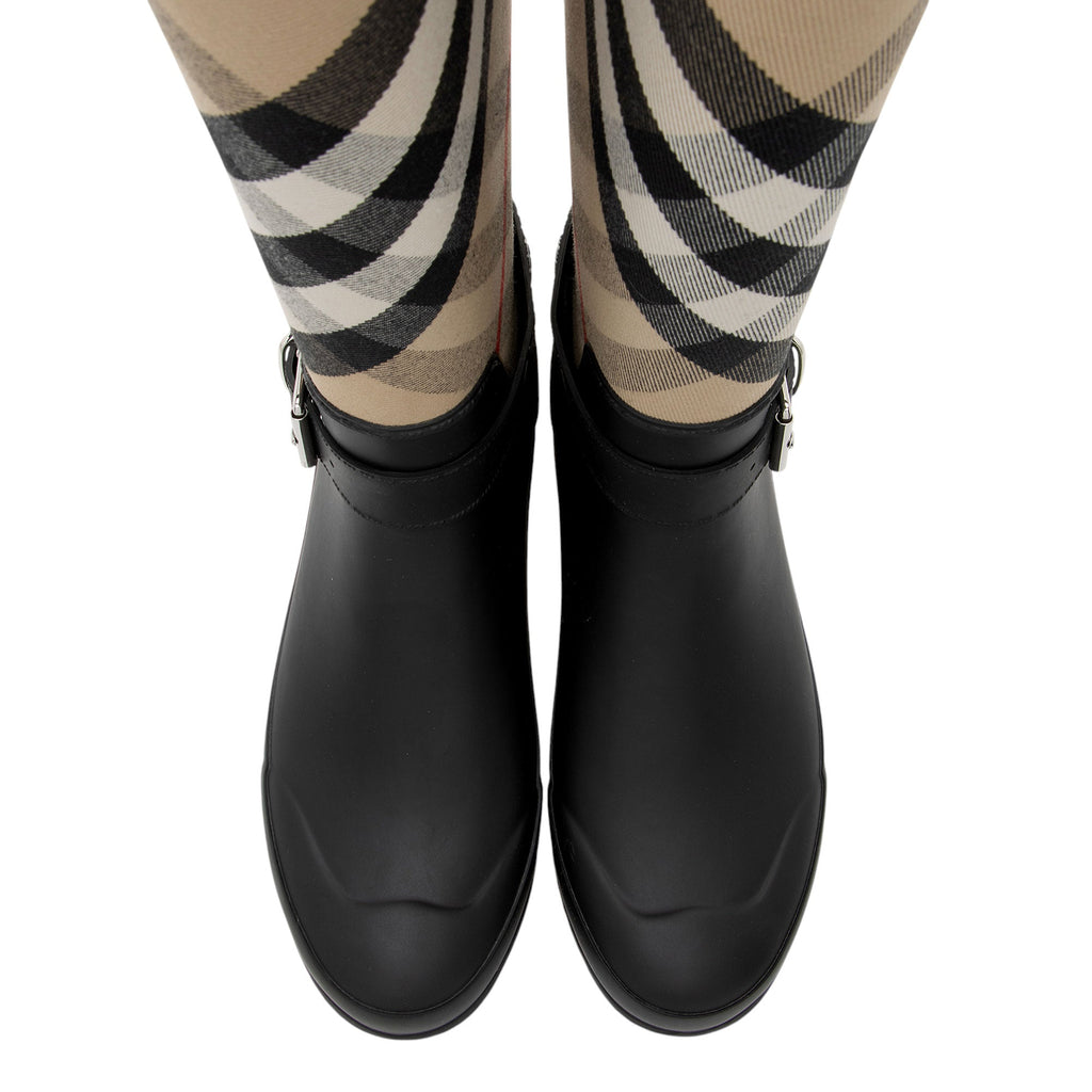 Burberry House Check Halloway Tall Rain Boots - Size 8 / 38