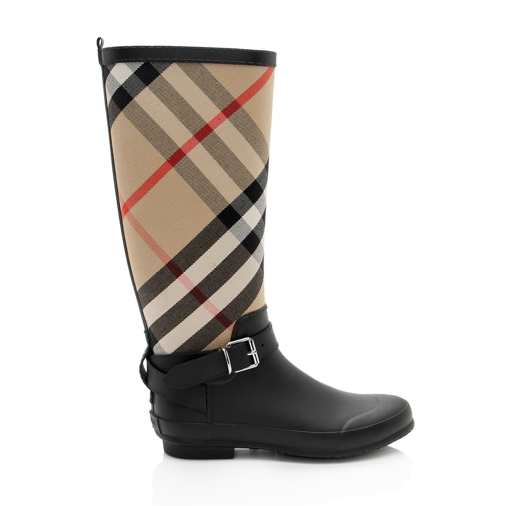 Burberry House Check Halloway Tall Rain Boots - Size 8 / 38